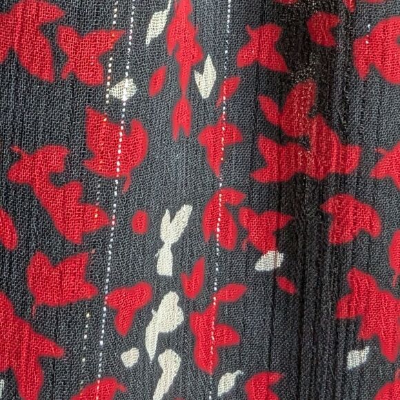 Michael Kors Chiffon Red and Black Floral Mixed Pattern Long Sleeve Dress Size M - Picture 10 of 16